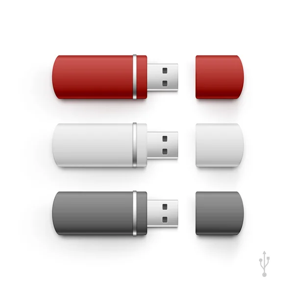 Ensemble de vecteur de mémoire de clé USB isolé — Image vectorielle