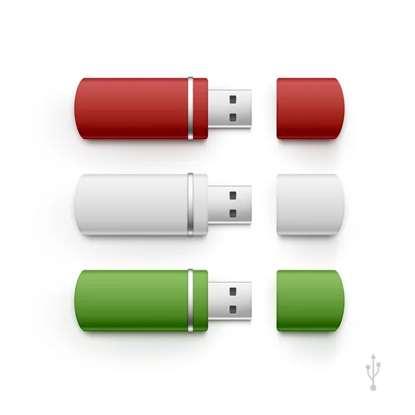 Ensemble de vecteur de mémoire de clé USB isolé — Image vectorielle