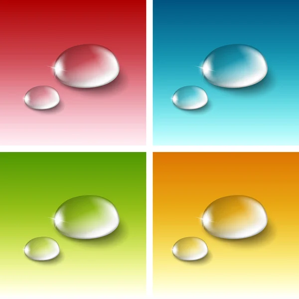 Set de gotas de agua realistas vectoriales aisladas — Vector de stock