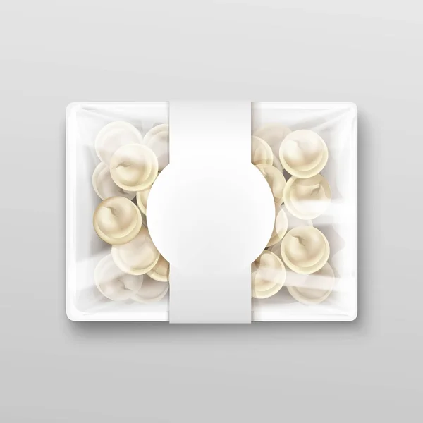 Pelmeni Boulettes de viande Ravioli Emballage — Image vectorielle