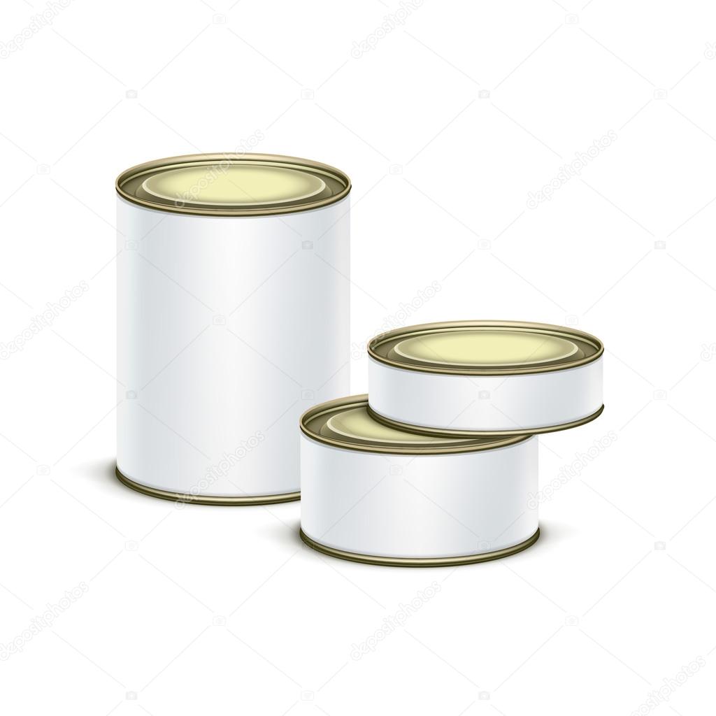 White tin box packaging container tea coffee isolated vector