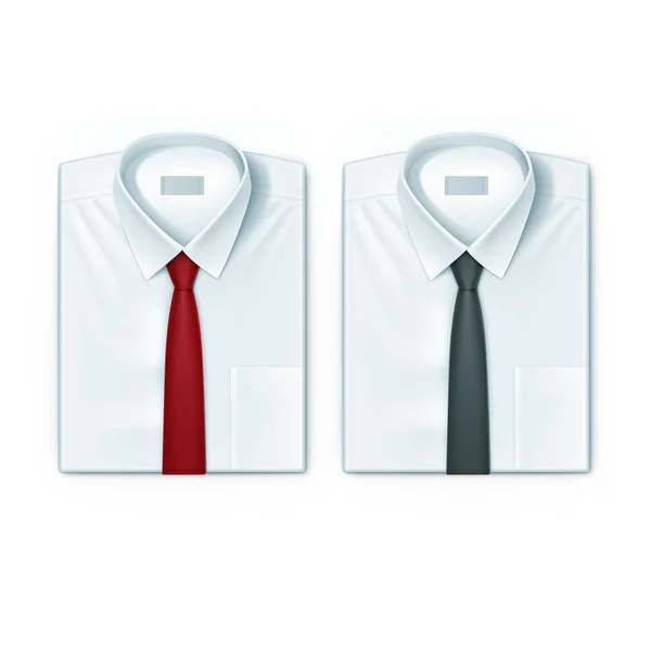 Classic men shirts set with red and black ties — Stock Vector