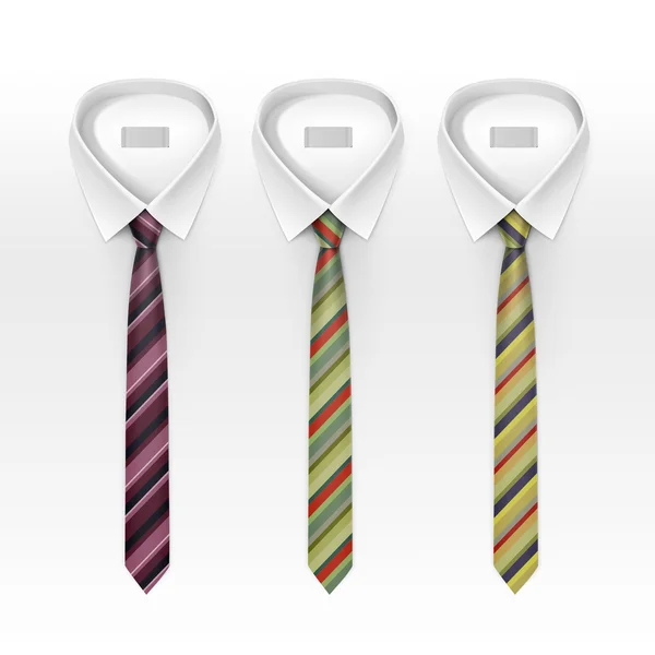 Conjunto de corbatas de seda y lazo a rayas atadas Vector — Vector de stock