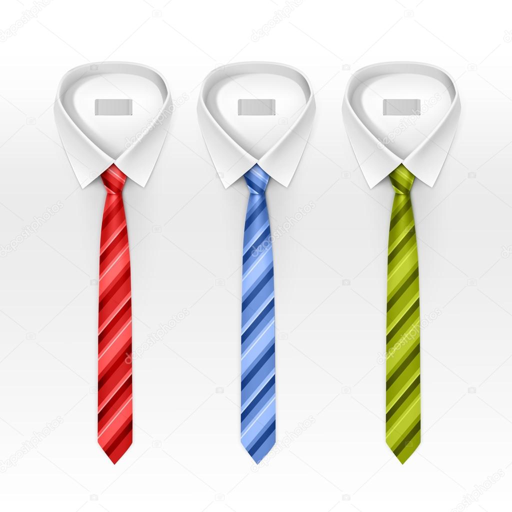 Set of Tied Striped Colored Silk and Bow Ties Vector