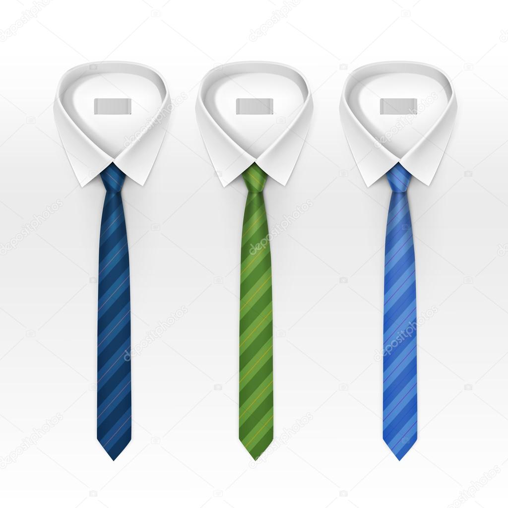 Set of Tied Striped Colored Silk and Bow Ties Vector