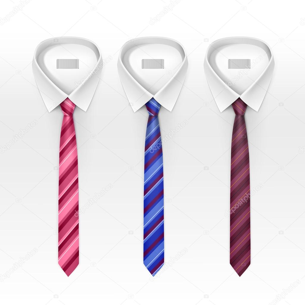 Set of Tied Striped Colored Silk and Bow Ties Vector