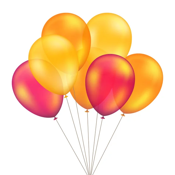 Vector Red Orange Yellow Balloons Set Isolated on Background — Stock Vector