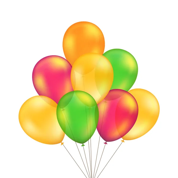 Vector Green Red Orange Yellow Balloons Set Isolated — Stockvector