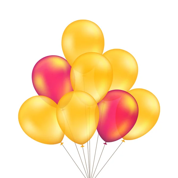 Vector Red Orange Yellow Balloons Set Isolated on Background — Διανυσματικό Αρχείο