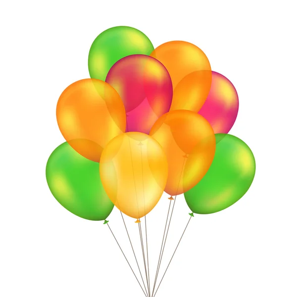 Vector Green Red Orange Yellow Balloons Set Isolated — Διανυσματικό Αρχείο