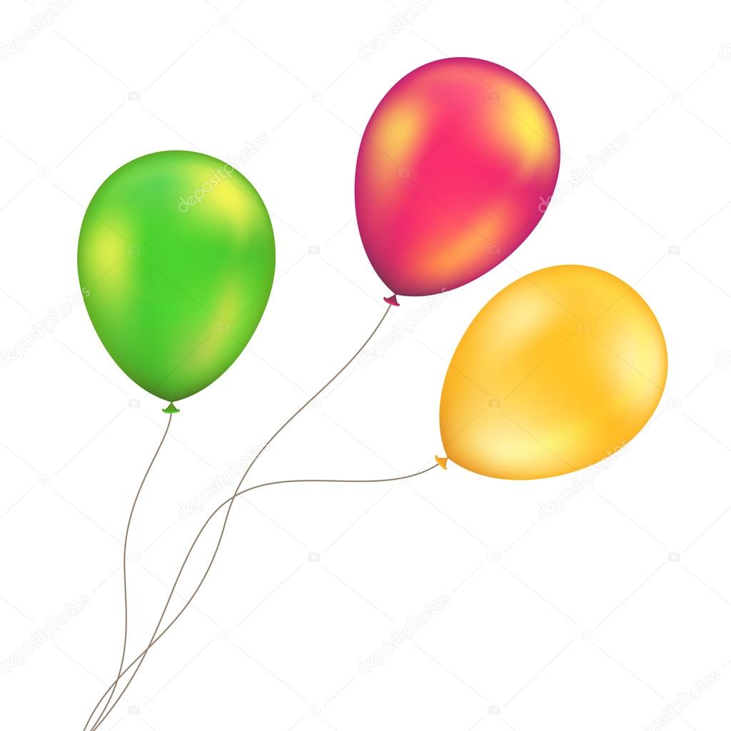 Vector Green Red Orange Yellow Balloons Set Isolated