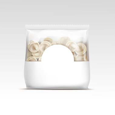 Mantı et köfte mantı Tortellini ambalaj paketi paketi izole vektör