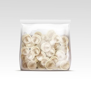 Mantı et köfte mantı Tortellini ambalaj paketi paketi izole vektör