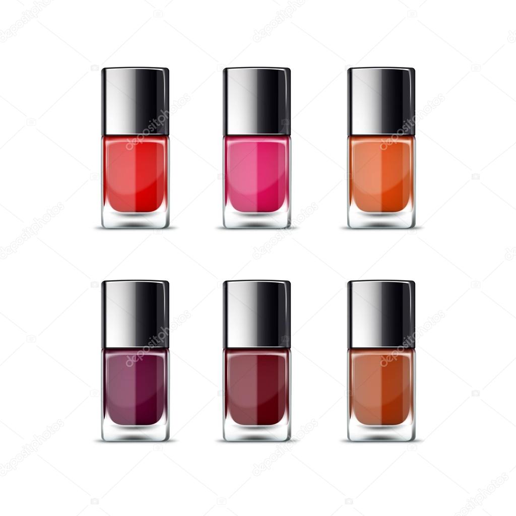 Nail Polish Packaging Package Pack Bottle for Manicure Vector Isolated on White Background