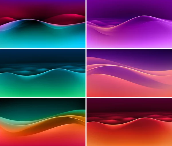 Conjunto vectorial de fondos de onda multicolor coloridos abstractos — Vector de stock