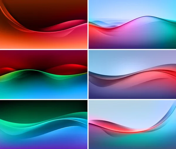 Conjunto vectorial de fondos de onda multicolor coloridos abstractos — Vector de stock