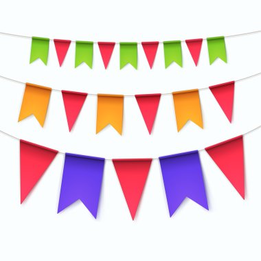 Çok renkli kirazkuşları vektör kümesi izole bayrakları çelenk