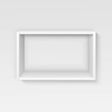 Vektör beyaz boş raf Raf üzerinde duvar arka plan izole