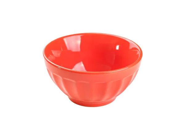 Empty red bowl, isolated on white background — Stock Photo, Image