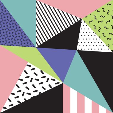 Retro memphis tarzı arka plan, 80'li 90'lı yılların