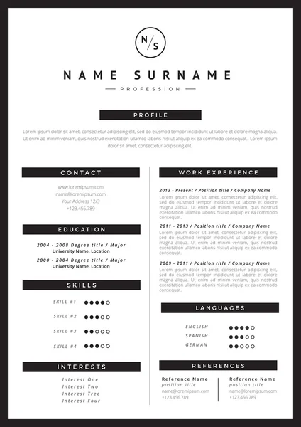 Resume template design, vector — Stock Vector