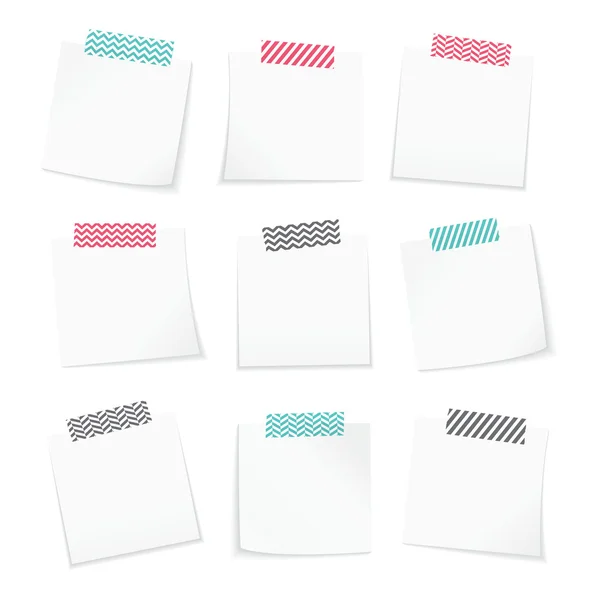 Aantekeningen op papier met washi tape — Stockvector