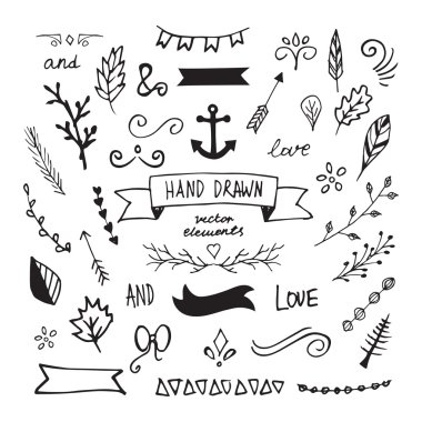 Vektör tasarım öğeleri el çekilmiş