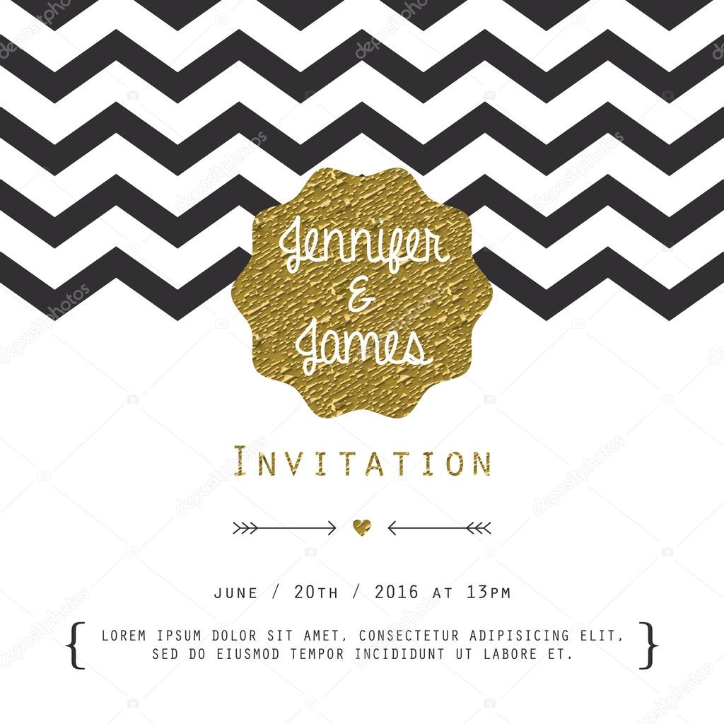 Modern card, for invitation or announcement with golden details.