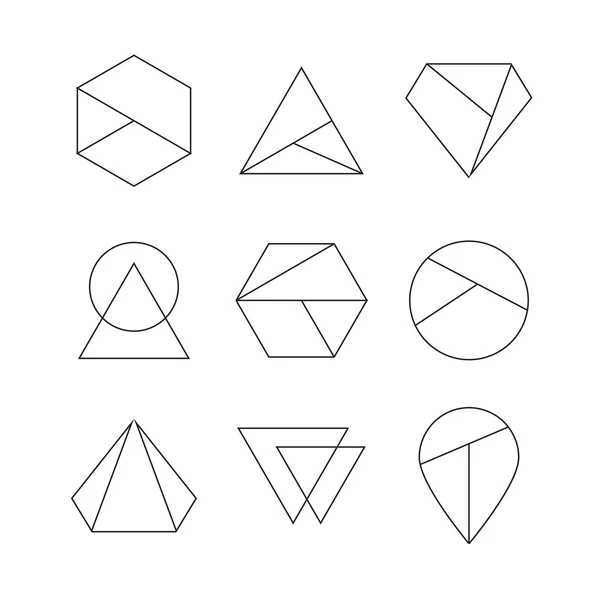 Set of hipster icons, geometric logo — Stock Vector