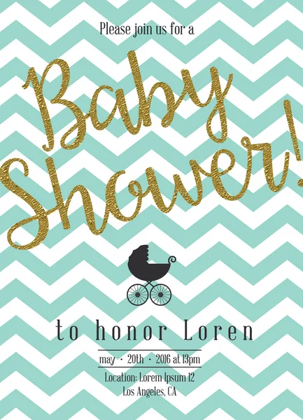 Baby shower uitnodiging met gouden Details — Stockvector