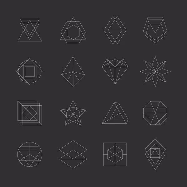 Set of hipster icons, geometric logotypes — Stockový vektor