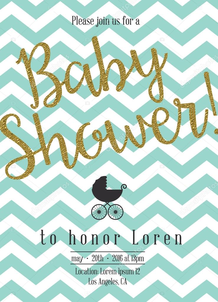 Baby shower invitation with golden detail