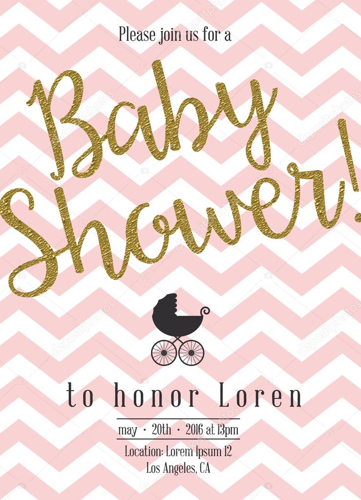 Baby shower invitation with golden detail