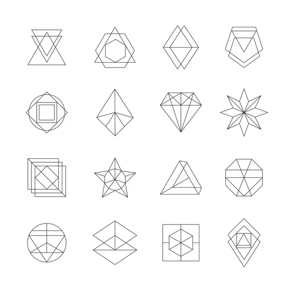 Set of hipster icons, geometric logotypes — Stockvector