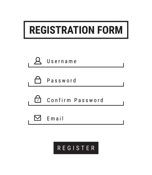 Registrační formulář — Stockový vektor