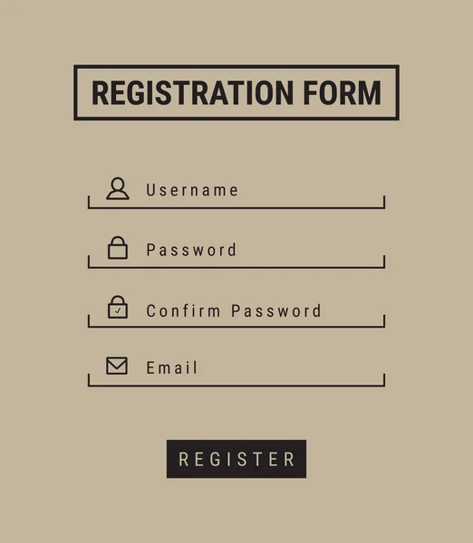 Регистрационная форма — стоковый вектор