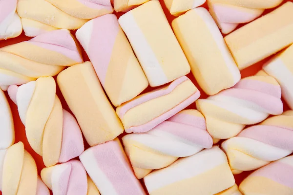 Πολύχρωμο Φόντο Marshmallows Χώρο Αντίγραφο Στο Πάνω Μέρος Κοντινό Πλάνο — Φωτογραφία Αρχείου