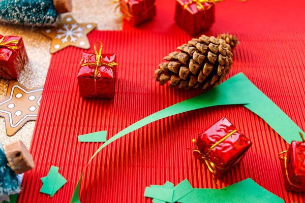 Rustikální Vánoční Řemesla Pro Design Papíru Tradiční Svátky Zimní Pozadí — Stock fotografie
