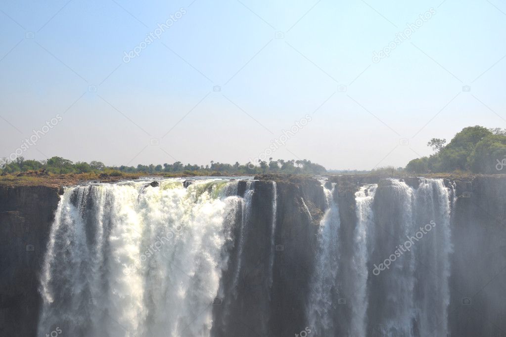 Victoria Falls during the dry season.