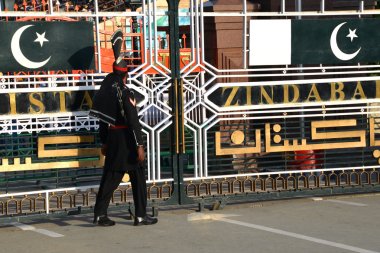 Pakistani Guards at the Wagah border ceremony. clipart