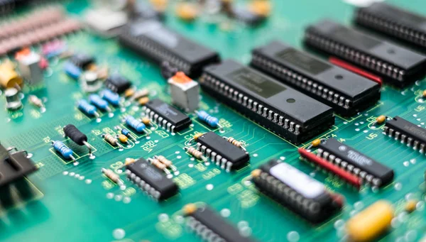 Closeup Electronic Circuit Board Pcb Components Detail Integrated Circuit — Stock Photo, Image