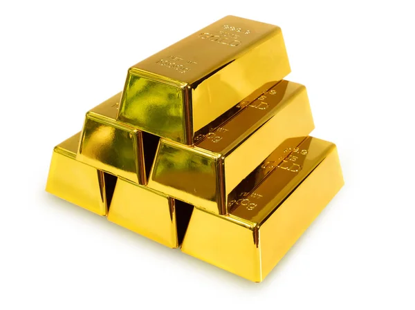 Stack Goldbarren Auf Weißem Hintergrund — Stockfoto