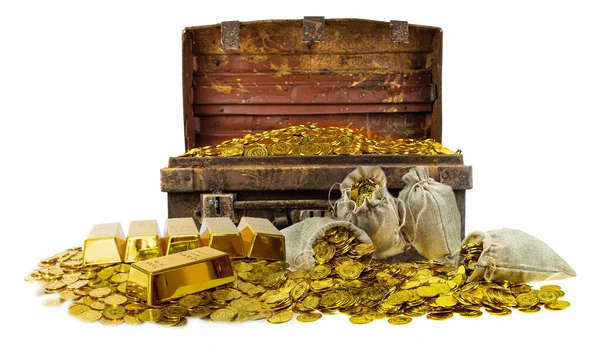 Sacco Accatastamento Monete Oro Stack Tesoro Lingotto Oro 1Kg Sfondo — Foto Stock