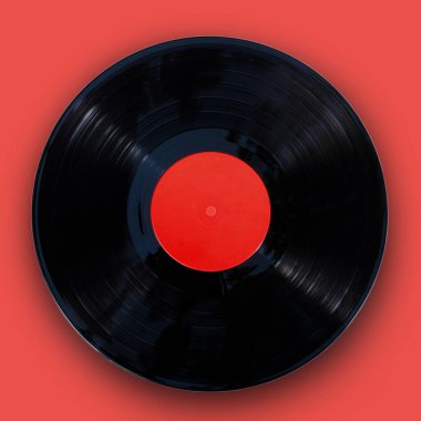 Gramofon plak kaydı turuncu arkaplanda kırpma yolu ile izole edildi