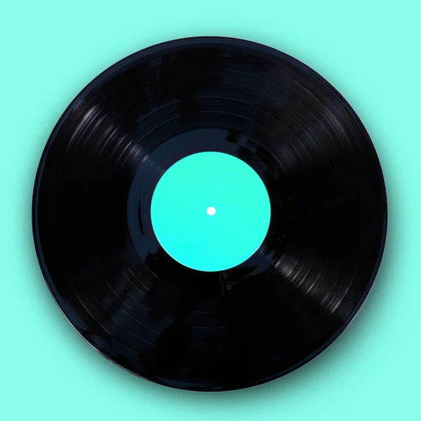 Disque Vinyle Gramophone Isolé Arrière Plan Bleu Avec Chemin Coupe — Photo