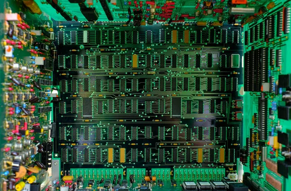 Closeup Electronic Circuit Board Pcb Components Integrated Circuit — стокове фото
