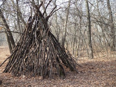 Tüm Doğa Malzemelerinden Yapılan Bir Orman Barınağı