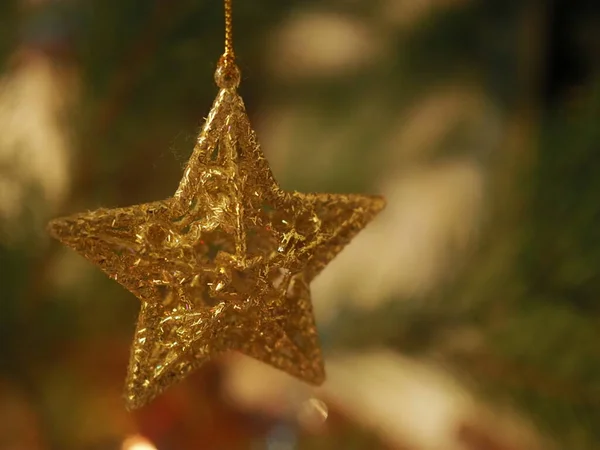Рождественский Фон Красивой Золотой Звездой — стоковое фото