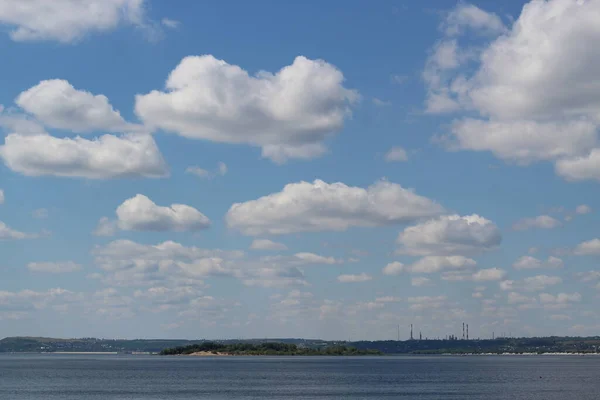 Paysage Estival Avec Vue Sur Ciel Depuis Les Nuages Rivière — Photo