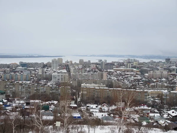 หนาว ธรรมชาต ของ Saratov สเซ ยในฤด หนาว ถนนฤด หนาวไปย งเม — ภาพถ่ายสต็อก